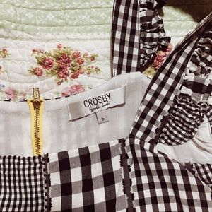 Crosby by Mollie Burch Black & White Gingham Midi Dress EUC Size Small